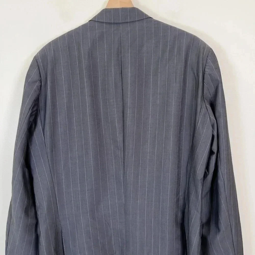 Hugo Boss Ryan/Win Mohair Wool Slim Fit Striped Double Button Blazer